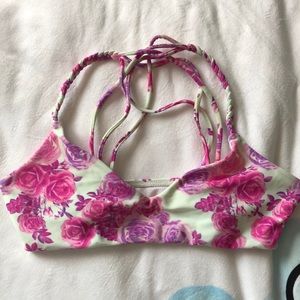 La Hearts/PacSun Pink/Purple Rose Bikini Top